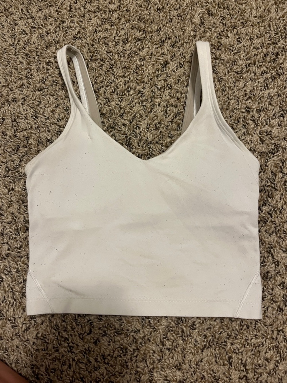 White LuluLemon V-Neck Seamless Crop Tank Top